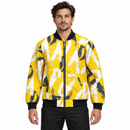 Yellow Abstract-Print Zip-Up Bomber Jacket NS51