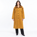 Women’s Mustard Teddy-Collar Long Coat NS45