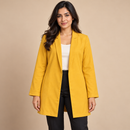 Women’s Mustard Yellow Longline Open-Front Blazer NS109