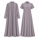 Women’s Mauve Grey Two-Piece Abaya and Maxi Dress Set YD24