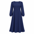 Women’s Navy Square-Neck Long-Sleeve Maxi Dress AR010819
