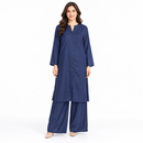 Women’s Navy Blue Long Tunic & Wide-Leg Trouser Set 38873