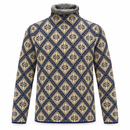 Women’s Navy & Cream Diamond-Pattern Turtleneck Sweater NS71