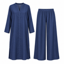 Women’s Navy Blue Long Tunic & Wide-Leg Trouser Set 38873