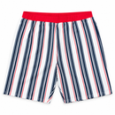 Men’s Navy, White & Red Striped Elastic-Waist Shorts 7514