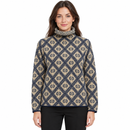 Women’s Navy & Cream Diamond-Pattern Turtleneck Sweater NS71