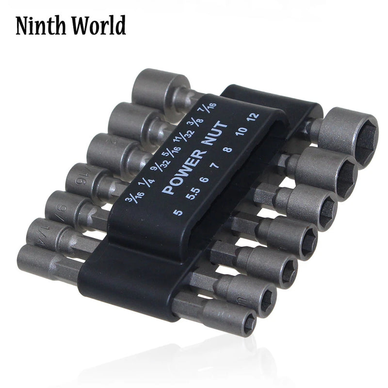 NinthWorld 14pcs Power Nut Driver Set Dual Metric & Standard Sae 1/4" Shank Screwdrivers Nutdrivers Nut Driver Socket Bits Drill S4537340
