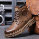 High Top Retro Leather Boots D820 - TUZZUT Qatar Online Shopping