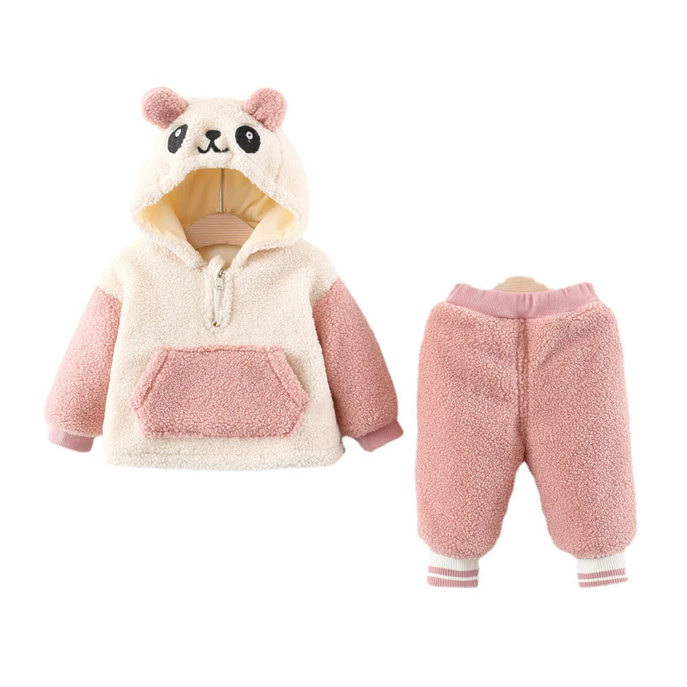 Baby Panda Pink and White Hooded Fleece Set X4181063 Baby Panda Pink and White Hooded Fleece Set X4181063