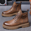 High Top Retro Leather Boots D820 - TUZZUT Qatar Online Shopping