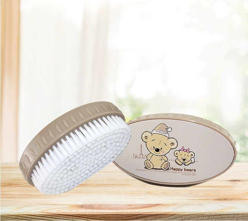 small plastic brush that can be used for both washing shoes and laundry