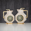 Almarjan Vacuum Flask Set ABS 0.6L + 0.95L, Ivory & Gold - Tea & Coffee Rituals (OTG-600/950-G