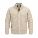 Men’s Oatmeal Beige Textured Knit Zip-Up Cardigan NS27