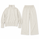 Women’s Oatmeal High-Neck Sweatshirt & Wide-Leg Trousers Set B9116