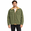 Men’s Olive Green Fleece-Lined Jacket with Tan Collar NS30