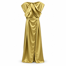 Women’s Olive Gold Draped Satin Maxi Dress with Matching Belt 50NP07