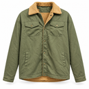 Men’s Olive Green Fleece-Lined Jacket with Tan Collar NS30