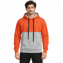 Orange and Light Grey Colour-Block Pullover Hoodie NS61