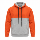 Orange and Light Grey Colour-Block Pullover Hoodie NS61