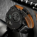 Oulm Unique Sport Watches Men Luxury Brand Two Time Zone Wristwatch Decorative Compass Male Quartz Watch relogio masculino S4589386 - Tuzzut.com Qatar Online Shopping