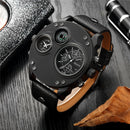 Oulm Unique Sport Watches Men Luxury Brand Two Time Zone Wristwatch Decorative Compass Male Quartz Watch relogio masculino S4589386 - Tuzzut.com Qatar Online Shopping