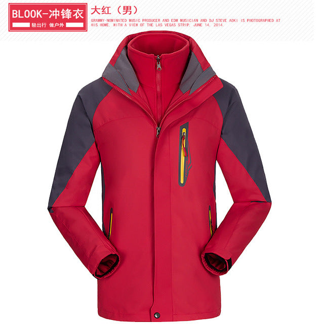 Outdoor Unisex Three-in-one Waterproof Padded Warm Ski Suit Jacket B-28130 Outdoor Unisex Three-in-one Waterproof Padded Warm Ski Suit Jacket B-28130