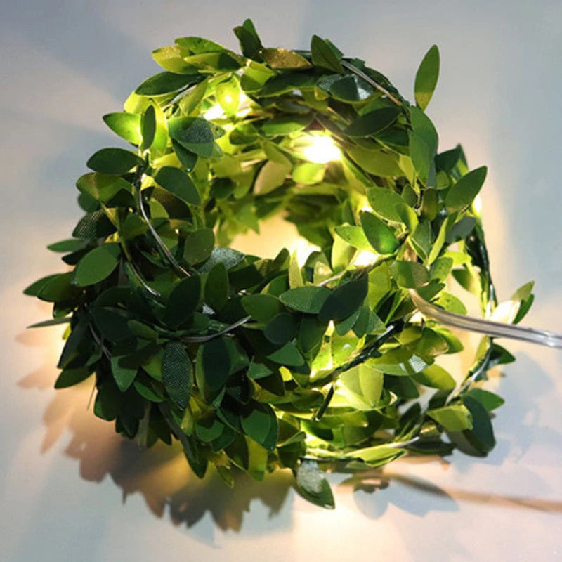 3m Outdoor Tiny Leaf LED Copper Wire Fairy String Lights Garland Christmas Decorations for Home New Year Wedding Garden Street Lamp S3522617