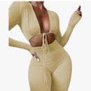 Women's Front Opened Cream Jumpsuit S4963744 M - TUZZUT Qatar Online Shopping