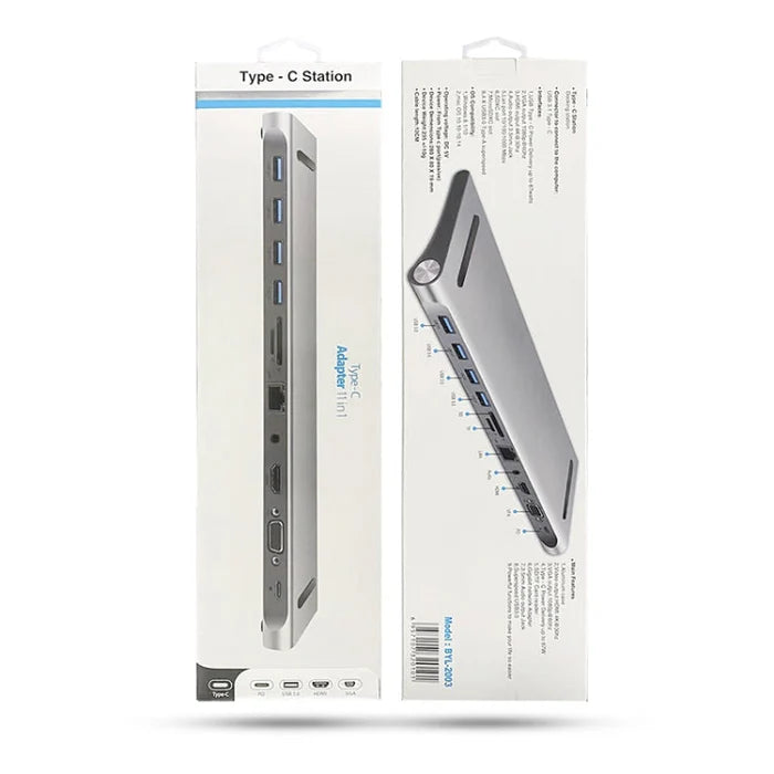 BYL-2003 11 in 1 USB-C/Type-C to 4 x USB+SD/TF+RJ45+3.5mm+HDMI+VGA+PD Multifunction Hub BYL-2003 11 in 1 USB-C/Type-C to 4 x USB+SD/TF+RJ45+3.5mm+HDMI+VGA+PD Multifunction Hub