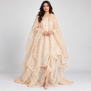 Women’s Champagne Layered Cape-Style Dress NS144