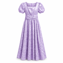 Lilac Floral Jacquard Puff-Sleeve Maxi Dress 723327