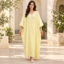 Women’s Butter Yellow V-Neck Maxi Kaftan NS107