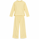 Women's Light Yellow Ribbed Long Sleeve Top & Wide Leg Pants 2-Piece Lounge Set SQ006