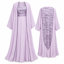 Women’s Lilac Architectural Print Maxi Dress with Matching Robe – 2-Piece Set S4737