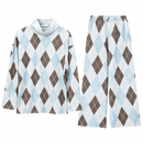 Blue and Brown Argyle Cowl-Neck Two-Piece Set YD102
