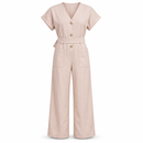 Women’s Blush Beige Belted Wide-Leg Jumpsuit 073141