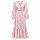 Women’s Blush Pink Floral Long-Sleeve Maxi Dress YD127