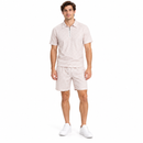 Men’s Light Blush Geometric Half-Zip Polo & Shorts Set YD54