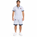 Men’s Light Grey Geometric Polo & Shorts Set YD38