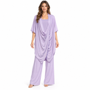 Women’s Lavender Draped Cowl-Neck Tunic & Wide-Leg Trouser Set 17915