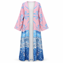 Women’s Pink & Blue Paisley Open-Front Abaya 5QYN3D