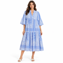 Women’s Light Blue Paisley Print Tiered Dress 31378