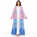 Women’s Pink & Blue Paisley Open-Front Abaya 5QYN3D
