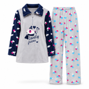Women’s Grey & Navy Polar Bear Heart-Print Fleece Pyjama Set YD70