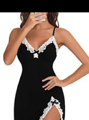 Women Lace Silk Sleepwear Split Cosplay Pajama  506820 - TUZZUT Qatar Online Shopping