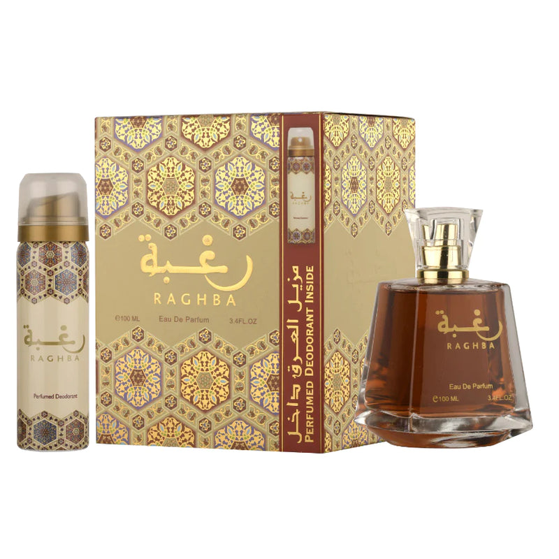 Raghba Unisex Perfume EDP - 100ML (3.4oz) W/ Deo By Lattafa - Tuzzut.com Qatar Online Shopping