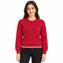 Women’s Red Button-Front Knit Cardigan with Striped Hem NS58