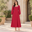 Women’s Raspberry Red Long-Sleeve A-Line Dress NS108