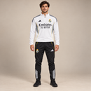 Men’s White and Black Real Madrid Quarter-Zip Training Tracksuit Set JR05