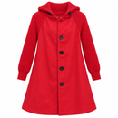 Red Button-Front Coat with Knitted Sleeves 167872